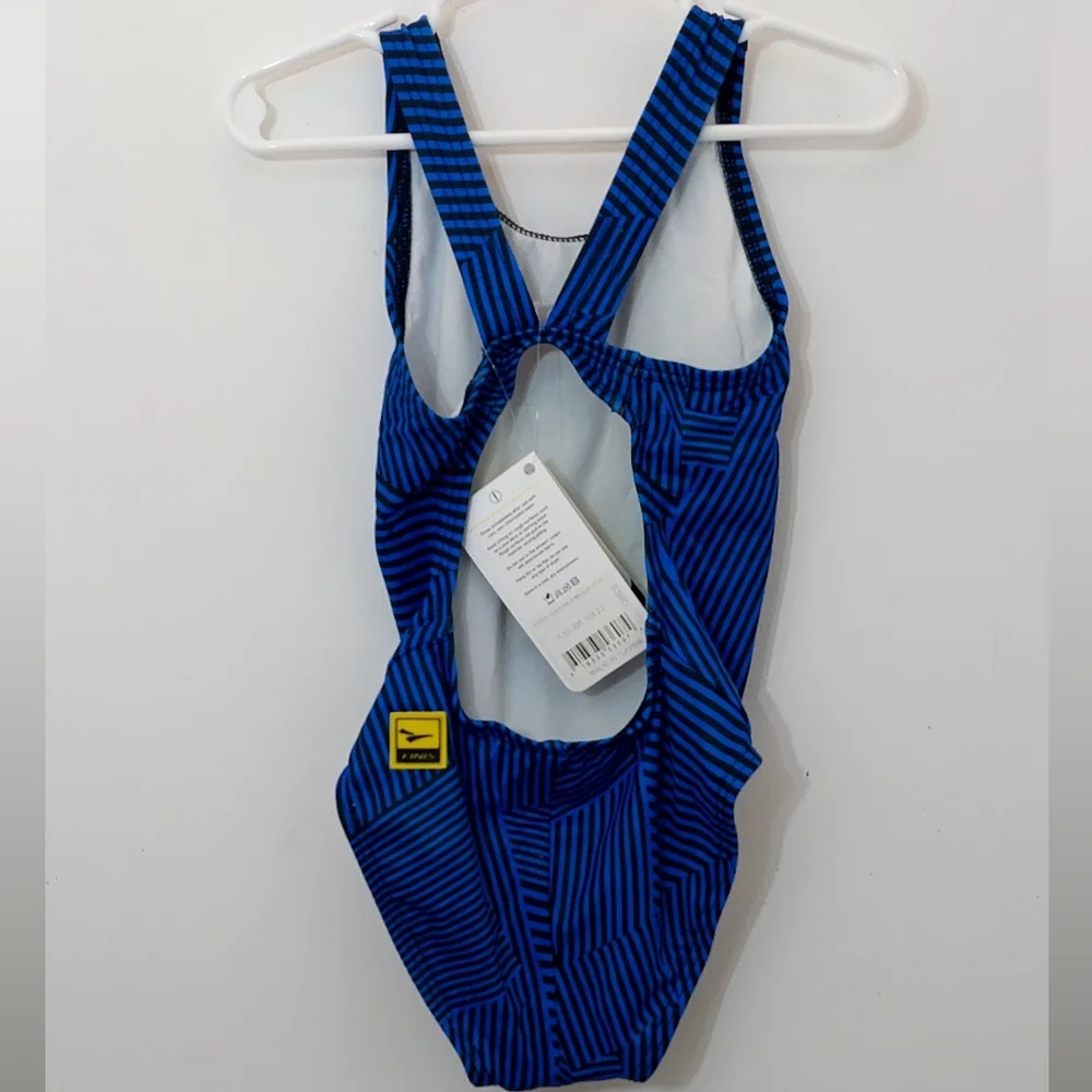 FINIS Training Swimwear Girls Size 22 Small Youth Blue Black Aquatuff Maze